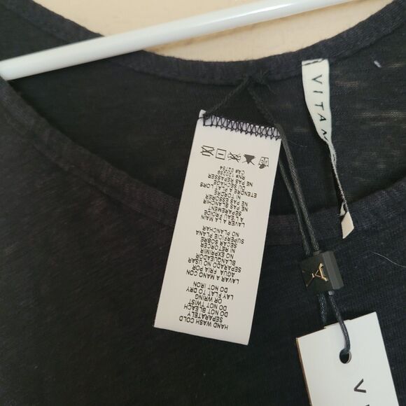 Vitamin A Cover Up Dress Size Large Black Cotton Tencel Side Slit Tie Beach Nwt - Picture 4 of 7